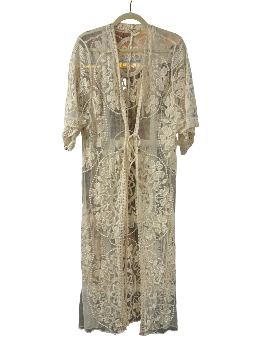 🥥☀️‎ Solitaire Cream Lace Crochet Swim Coverup Full Length ☀️🥥